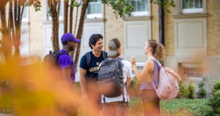 Students socialize on the TCU campus, October 2, 2024. Photo by James Anger